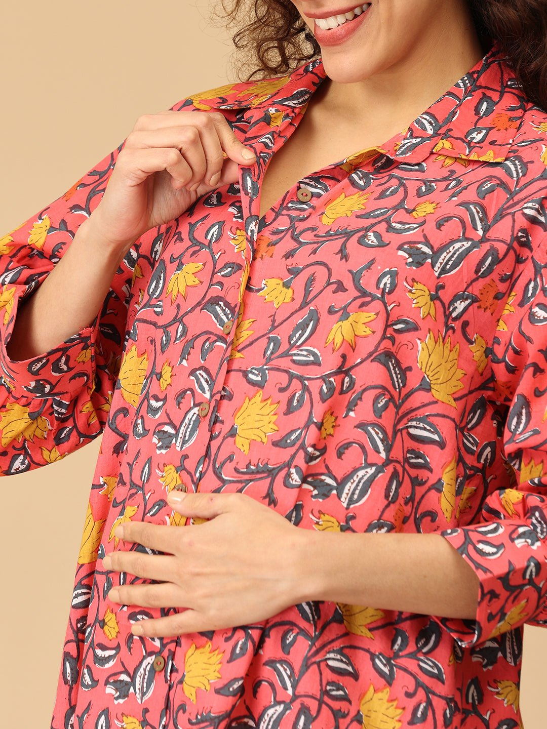  Blush Me Bloom Maternity and Nursing Shirt Dress Pink