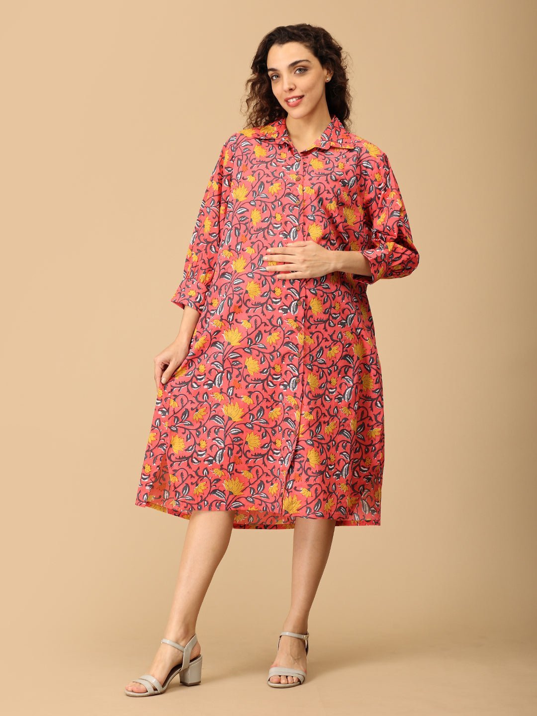  Blush Me Bloom Maternity and Nursing Shirt Dress Pink