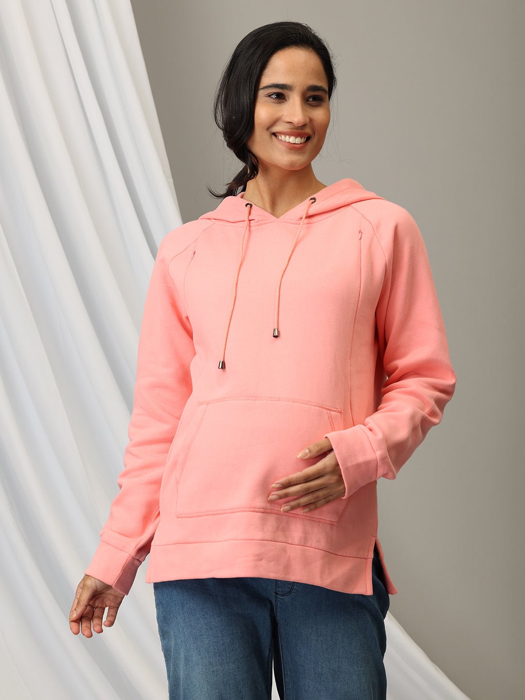  Blush Rush Maternity and Nursing Hoodie Sweatshirt Pink