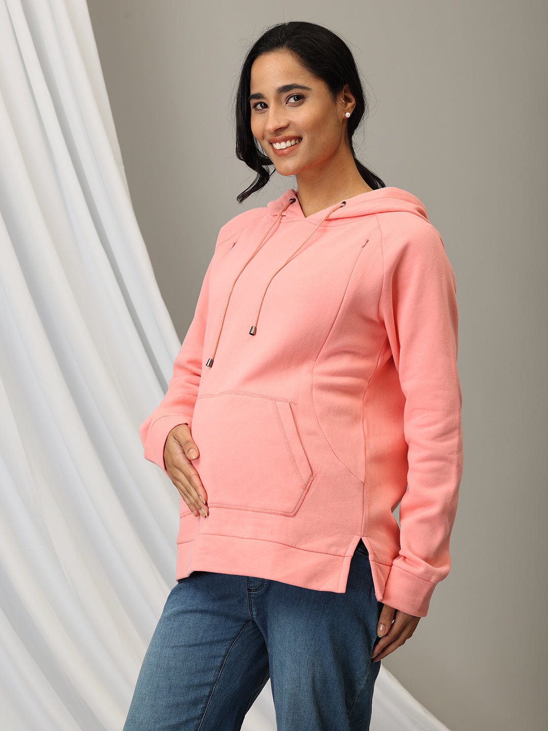  Blush Rush Maternity and Nursing Hoodie Sweatshirt Pink