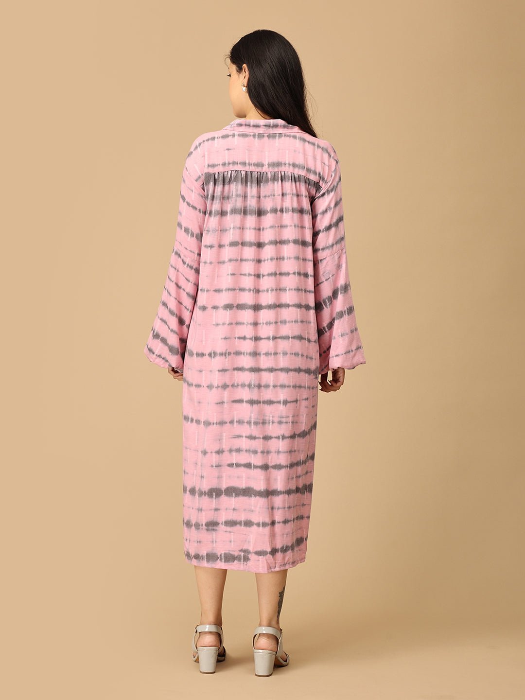  Blush & Swirl Maternity and Nursing Oversized Shirt Dress Pink