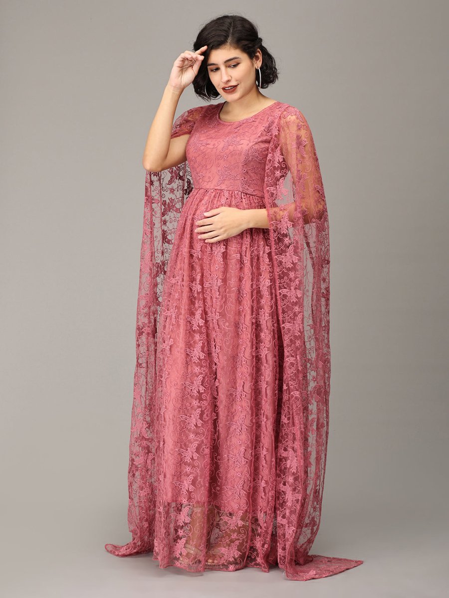  Blushing Mauve Maternity Photoshoot Gown Mauve