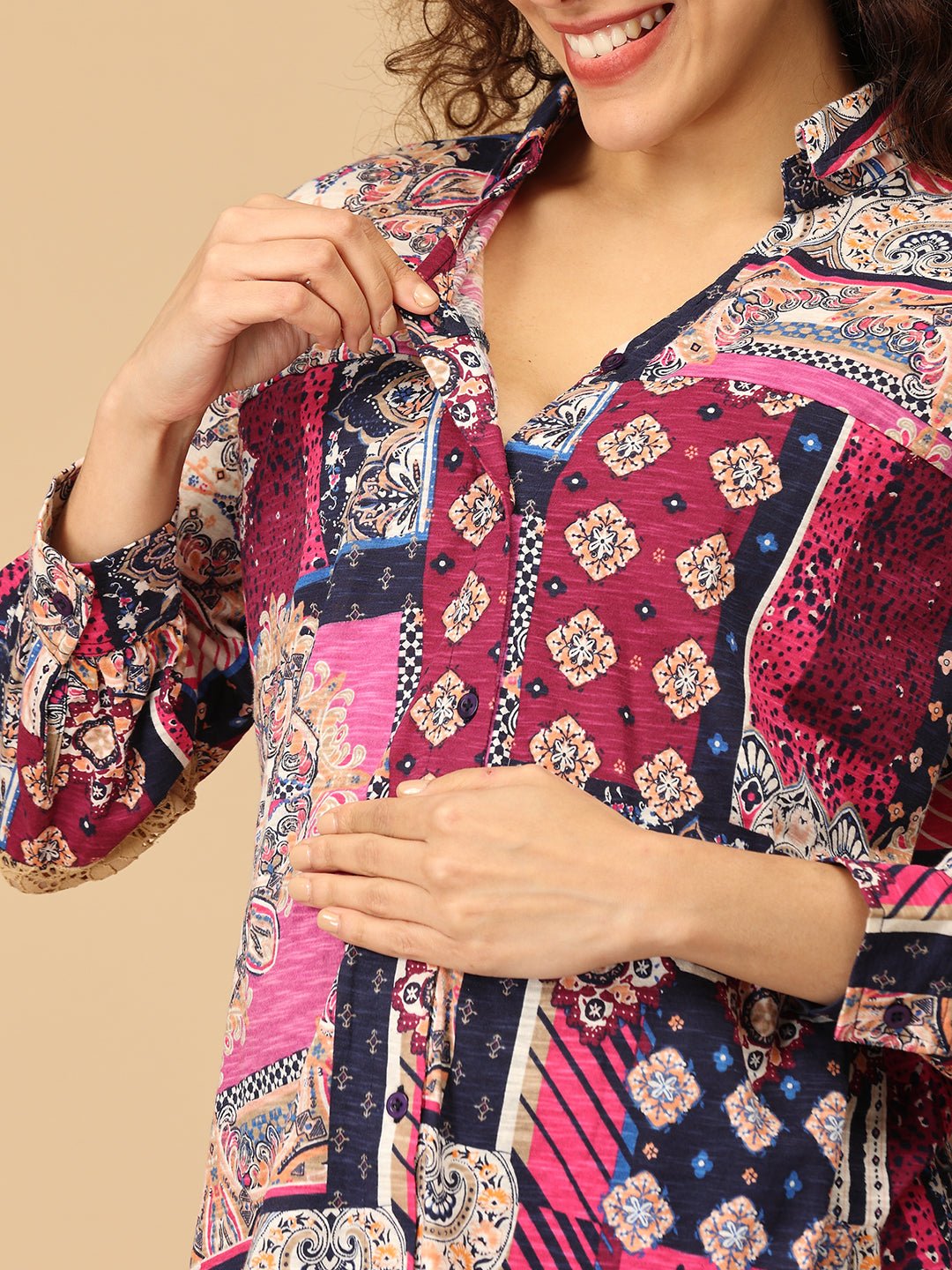  Bold Spectrum Maternity and Nursing Shirt Multi