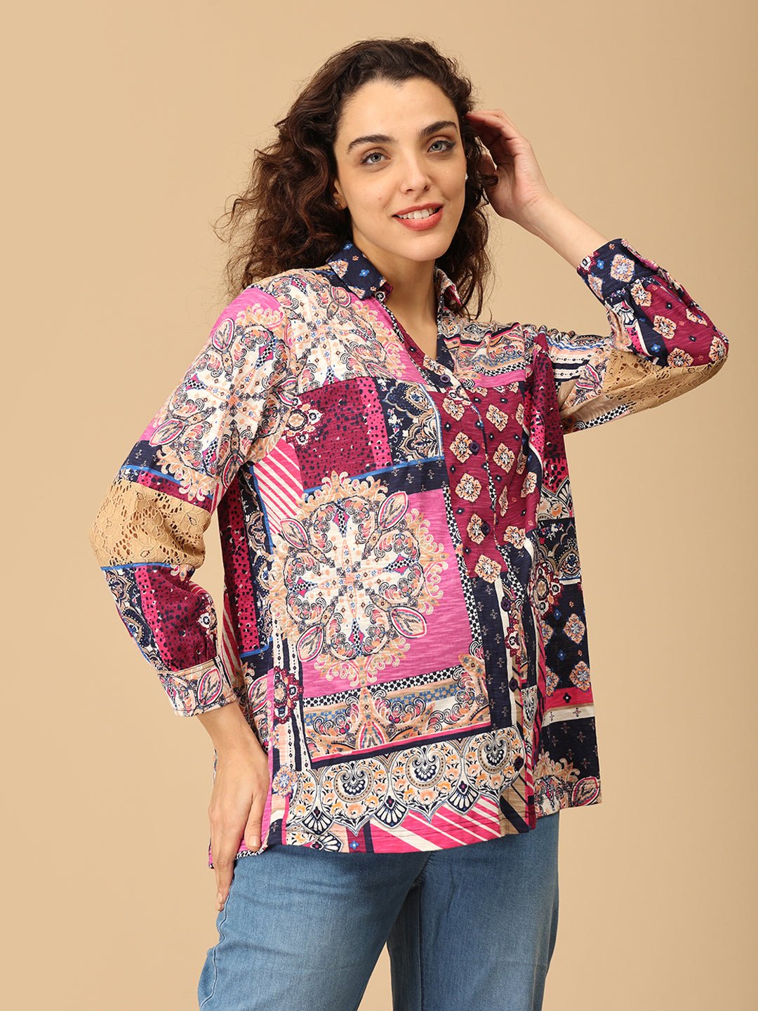  Bold Spectrum Maternity and Nursing Shirt Multi