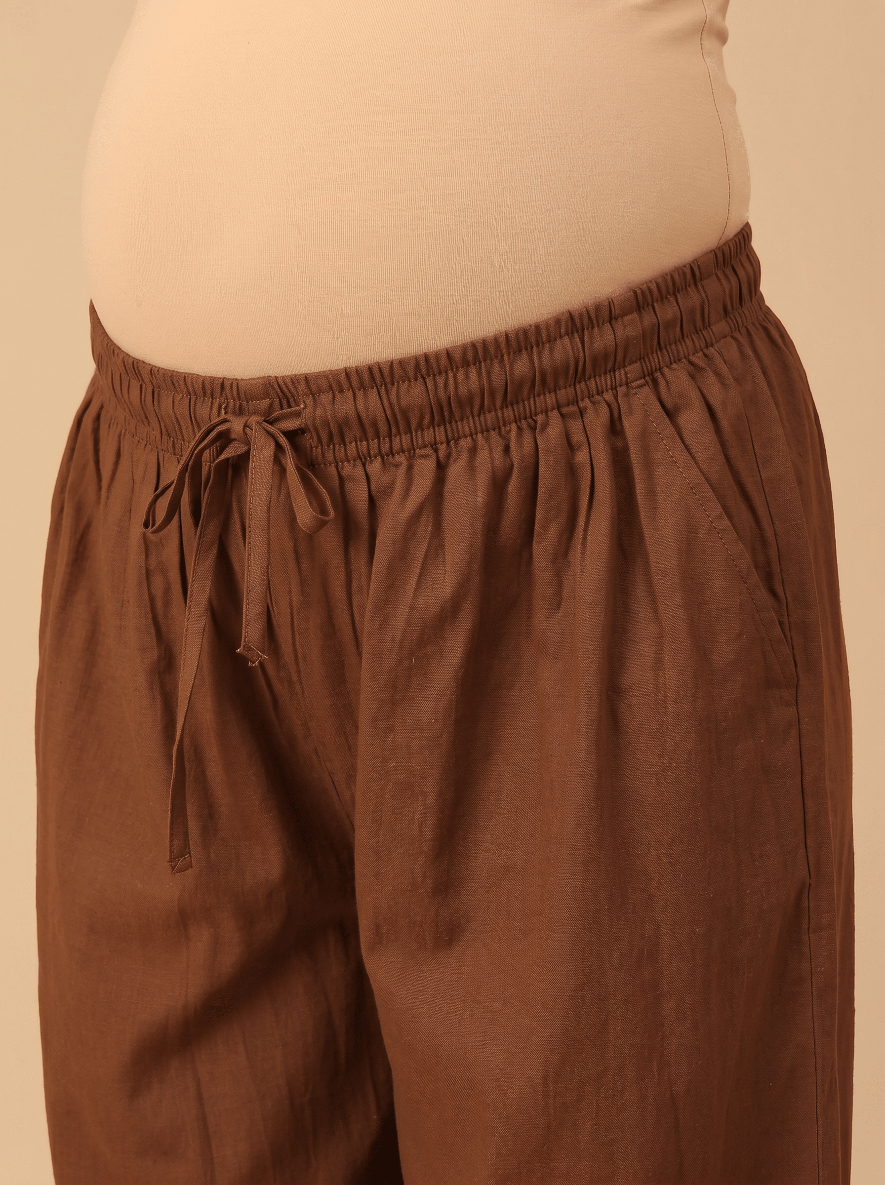  Brew & Bloom Maternity Lounge Pants with Drawstring Brown