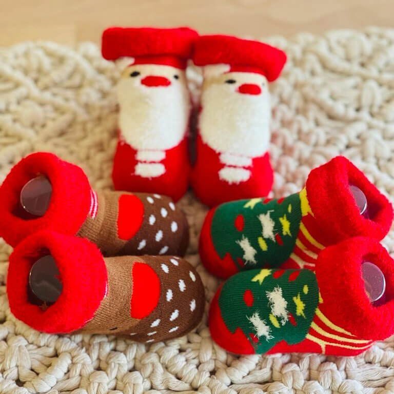 Little Surprise Box Brown Reindeer 3D Christmas Socks For Infants