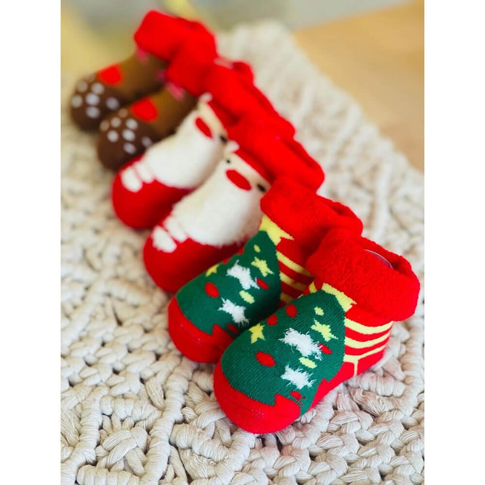 Little Surprise Box Brown Reindeer 3D Christmas Socks For Infants