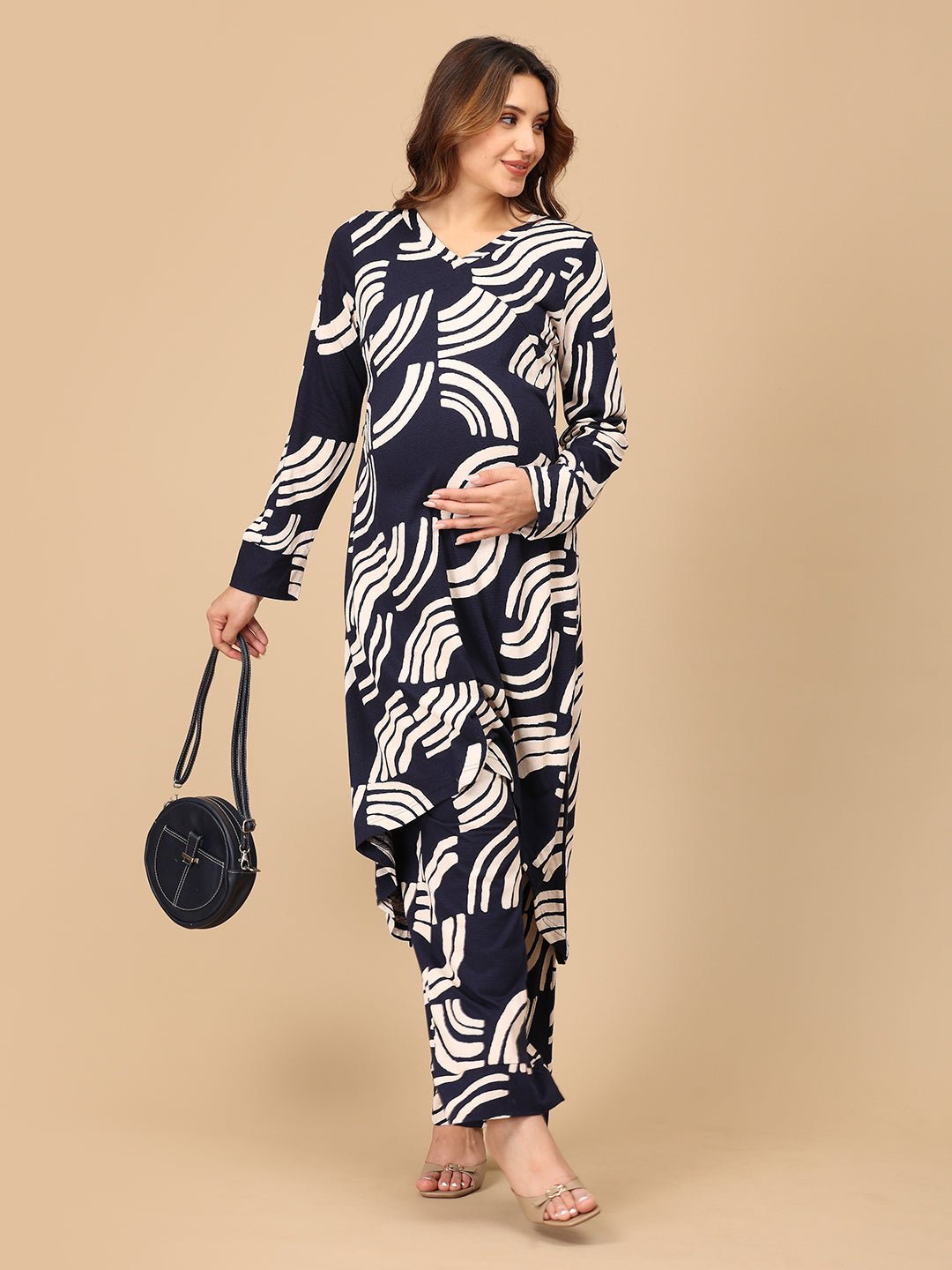  Brush Me Off Maternity and Nursing Co Ord Set Navy Blue