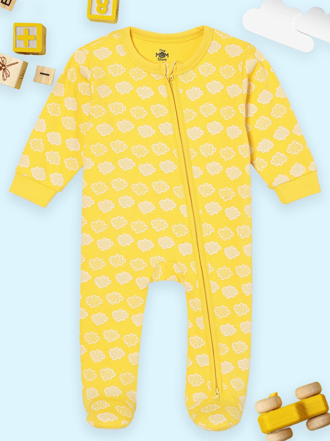  Buttercream Clouds Infant Zipper Romper