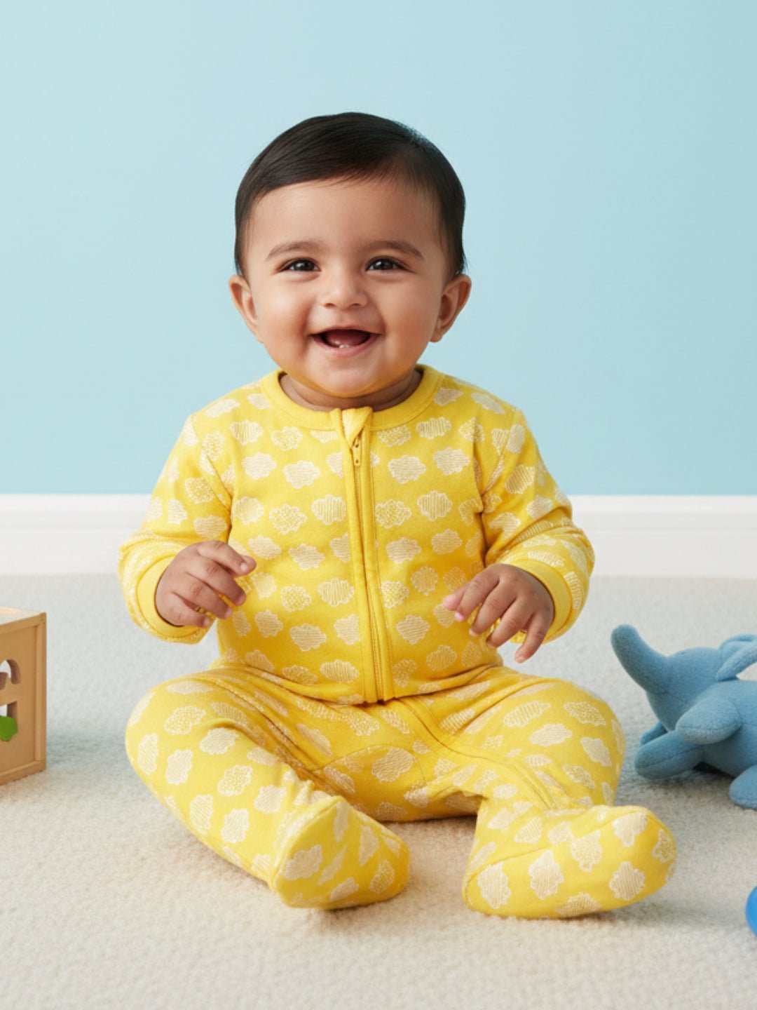  Buttercream Clouds Infant Zipper Romper