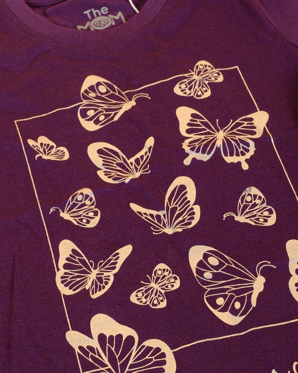 Butterflies Girls Glitter Print Top And Leggings Set