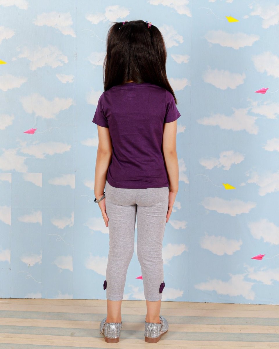 Butterflies Girls Glitter Print Top And Leggings Set