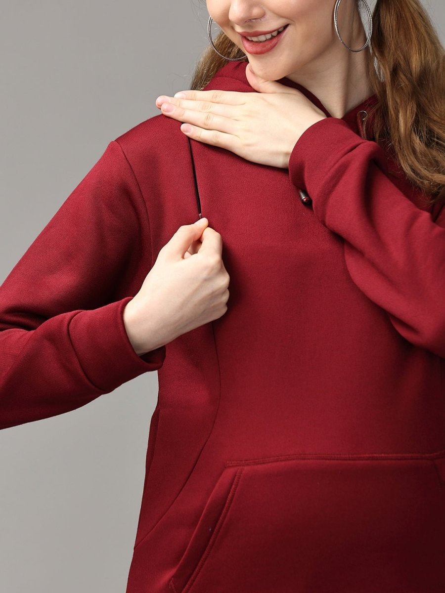  Can't Beet Me! Maternity and Nursing Hoodie Pajama Loungewear Set Maroon
