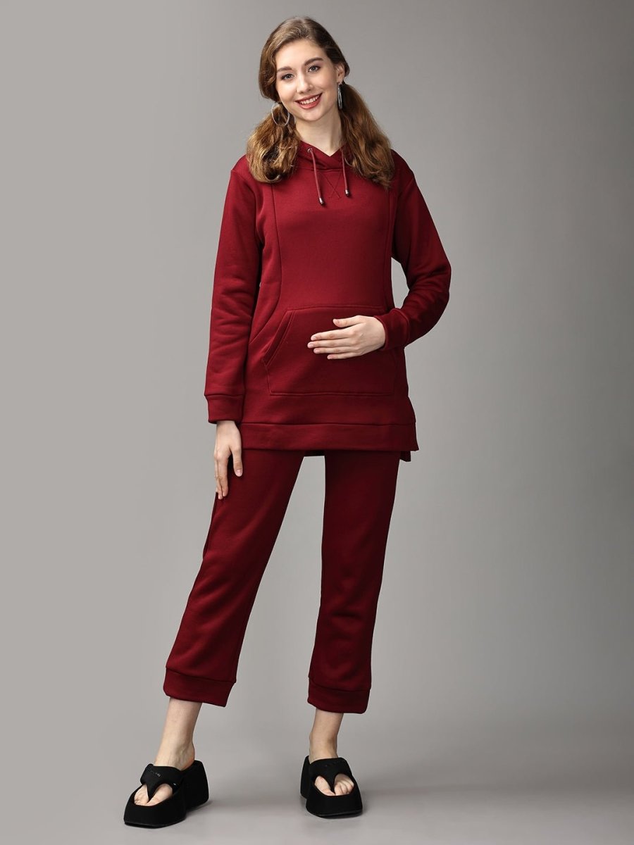  Can't Beet Me! Maternity and Nursing Hoodie Pajama Set Maroon