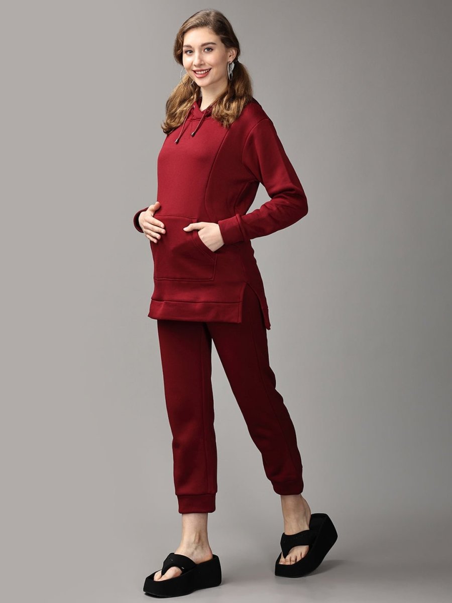  Can't Beet Me! Maternity and Nursing Hoodie Pajama Loungewear Set Maroon