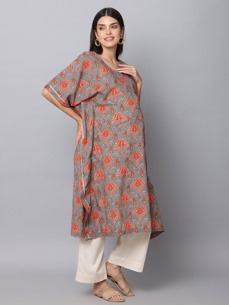  Chand Sitare Maternity and Nursing Kaftan Kurta Set Yellow