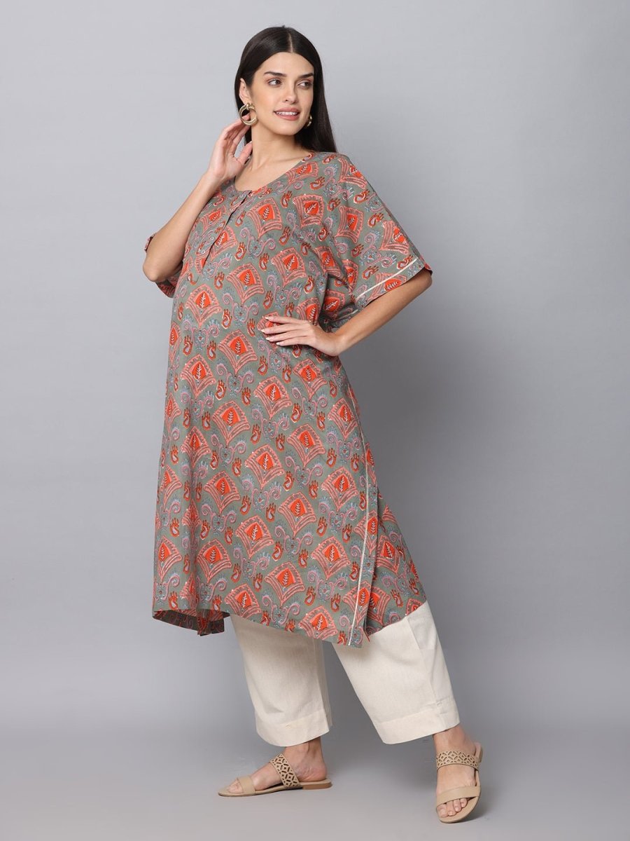  Chand Sitare Maternity and Nursing Kaftan Kurta Set Yellow