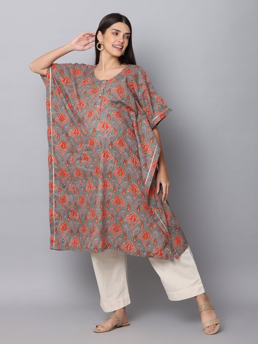  Chand Sitare Maternity and Nursing Kaftan Kurta Set Yellow