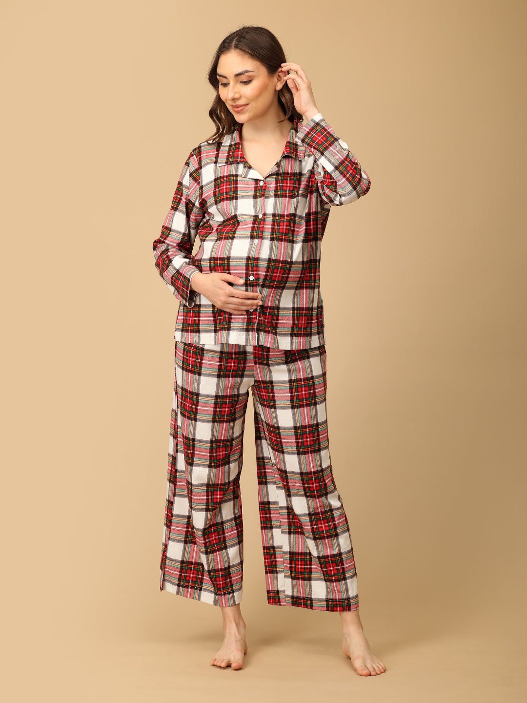  Check Me In Maternity and Nursing Pajama Set Multi