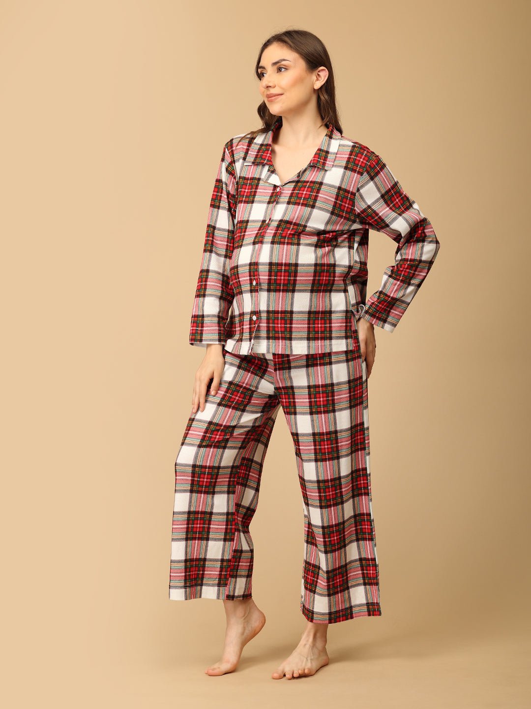  Check Me In Maternity and Nursing Pajama Set Multi