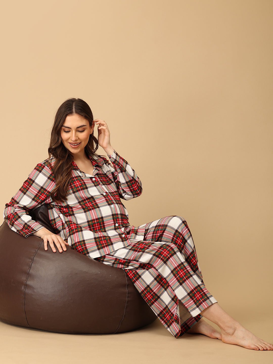  Check Me In Maternity and Nursing Pajama Set Multi
