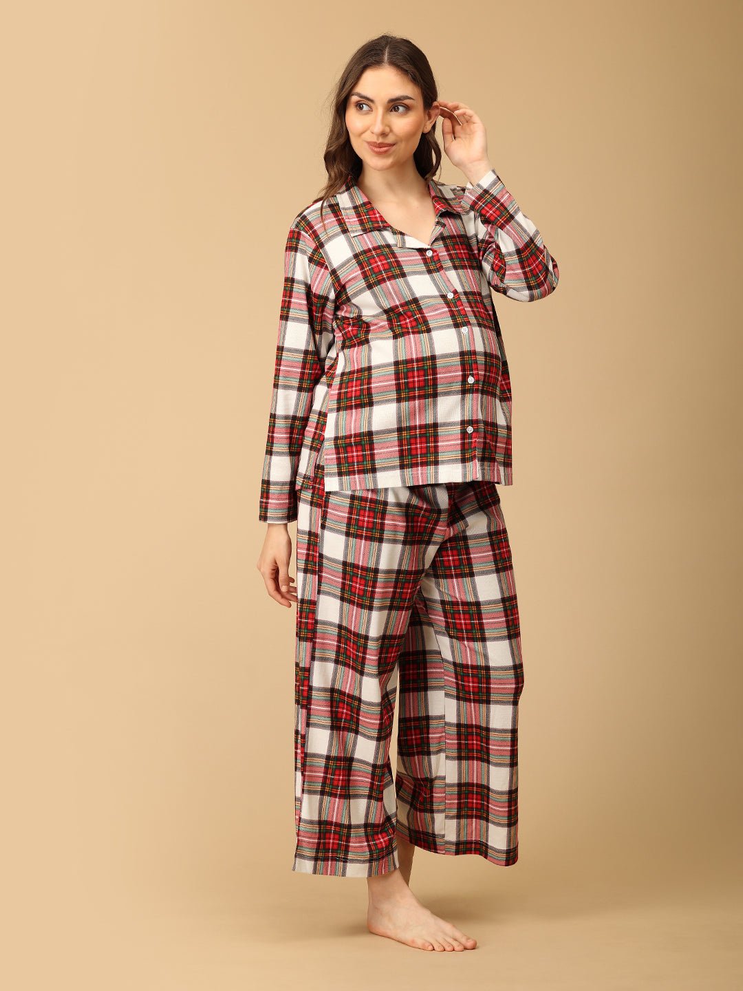  Check Me In Maternity and Nursing Pajama Set Multi