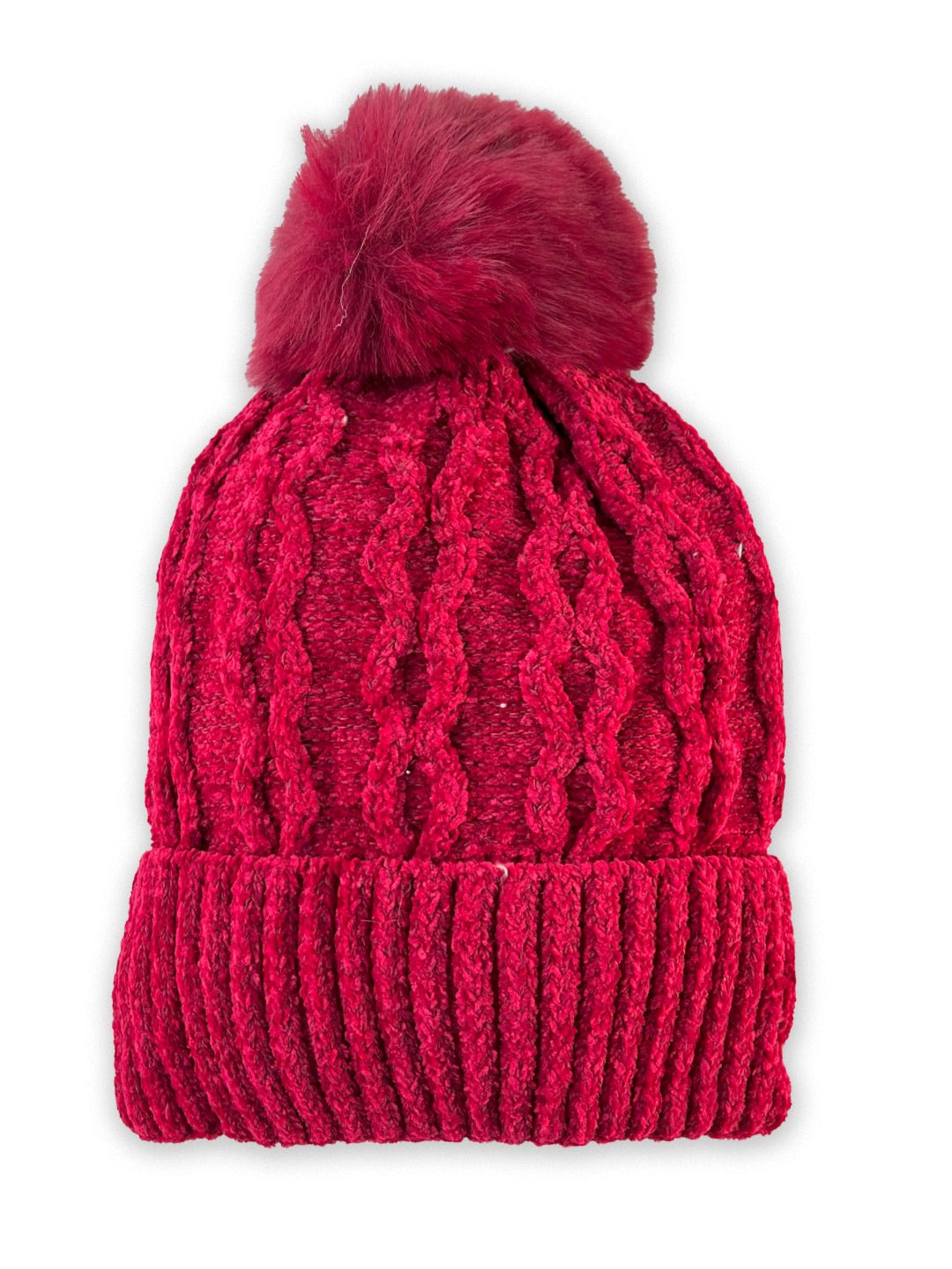 Mini Soul Chenile Baby Knitted Faux Fur Pom Pom Cap