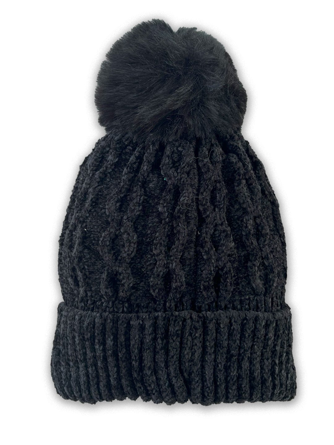 Mini Soul Chenile Baby Knitted Faux Fur Pom Pom Cap