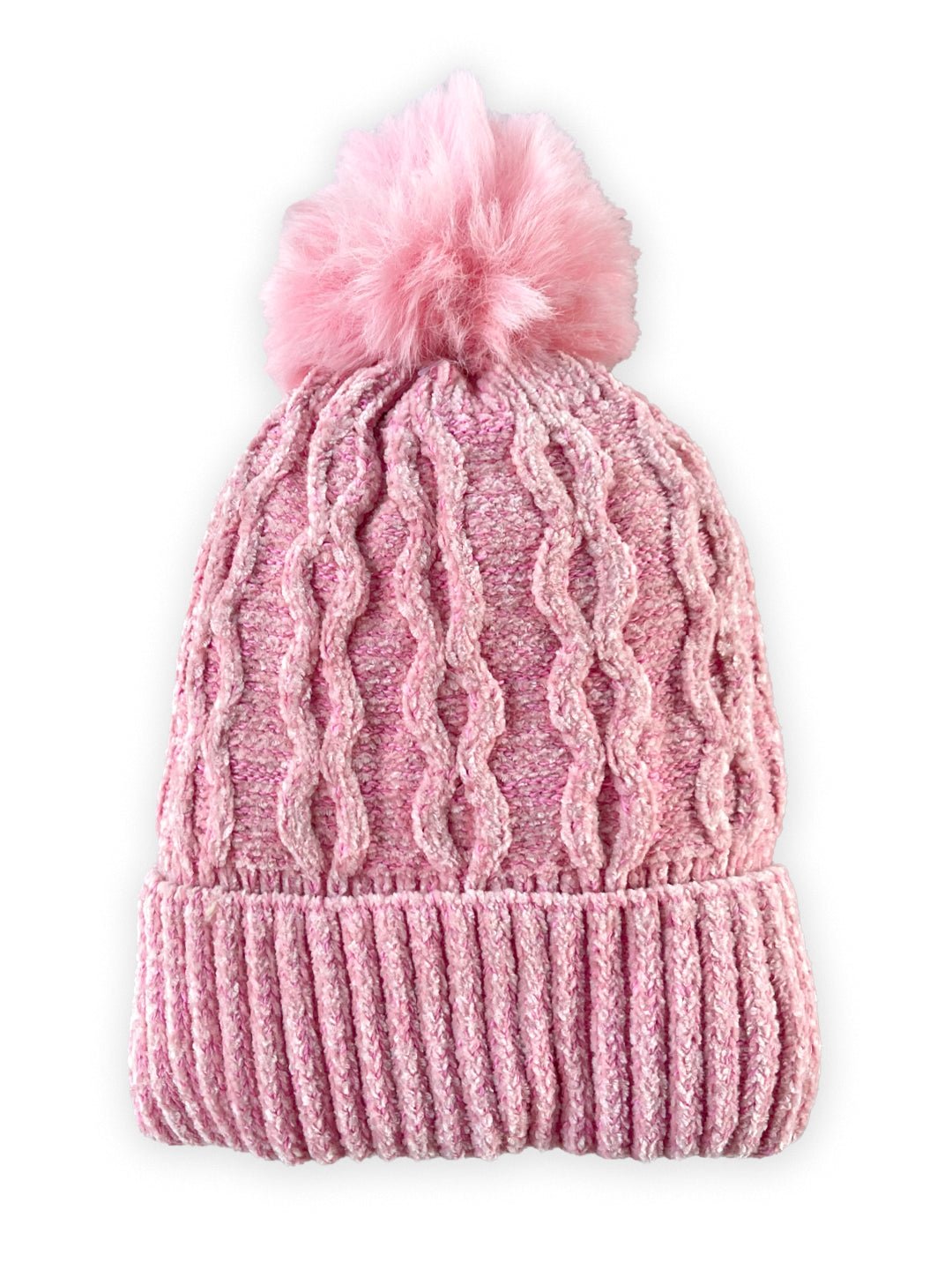 Mini Soul Chenile Baby Knitted Faux Fur Pom Pom Cap