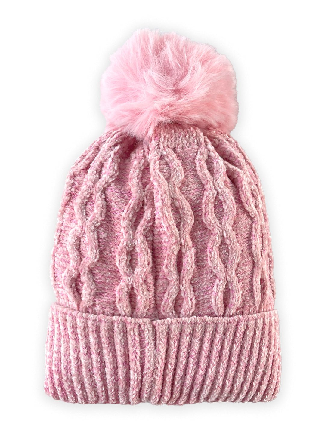 Mini Soul Chenile Baby Knitted Faux Fur Pom Pom Cap