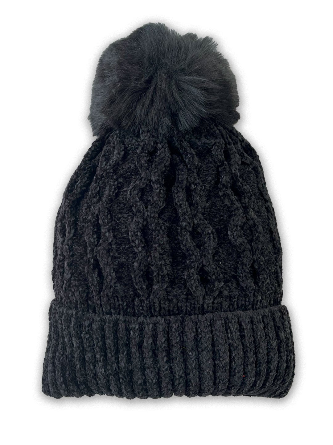 Mini Soul Chenile Baby Knitted Faux Fur Pom Pom Cap