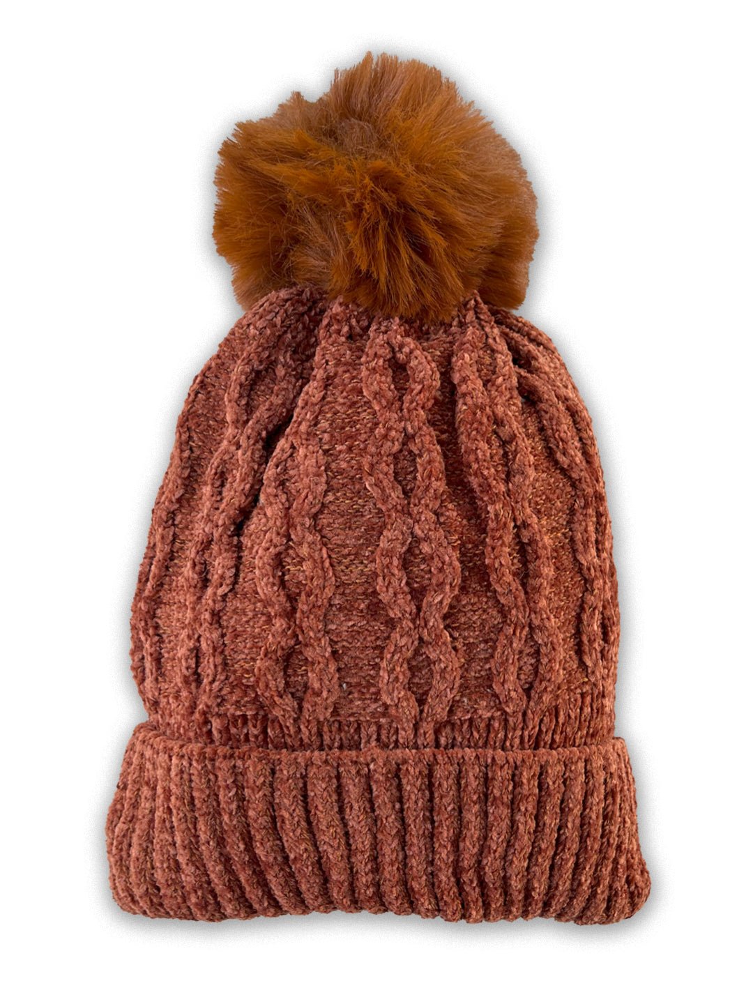 Mini Soul Chenile Baby Knitted Faux Fur Pom Pom Cap
