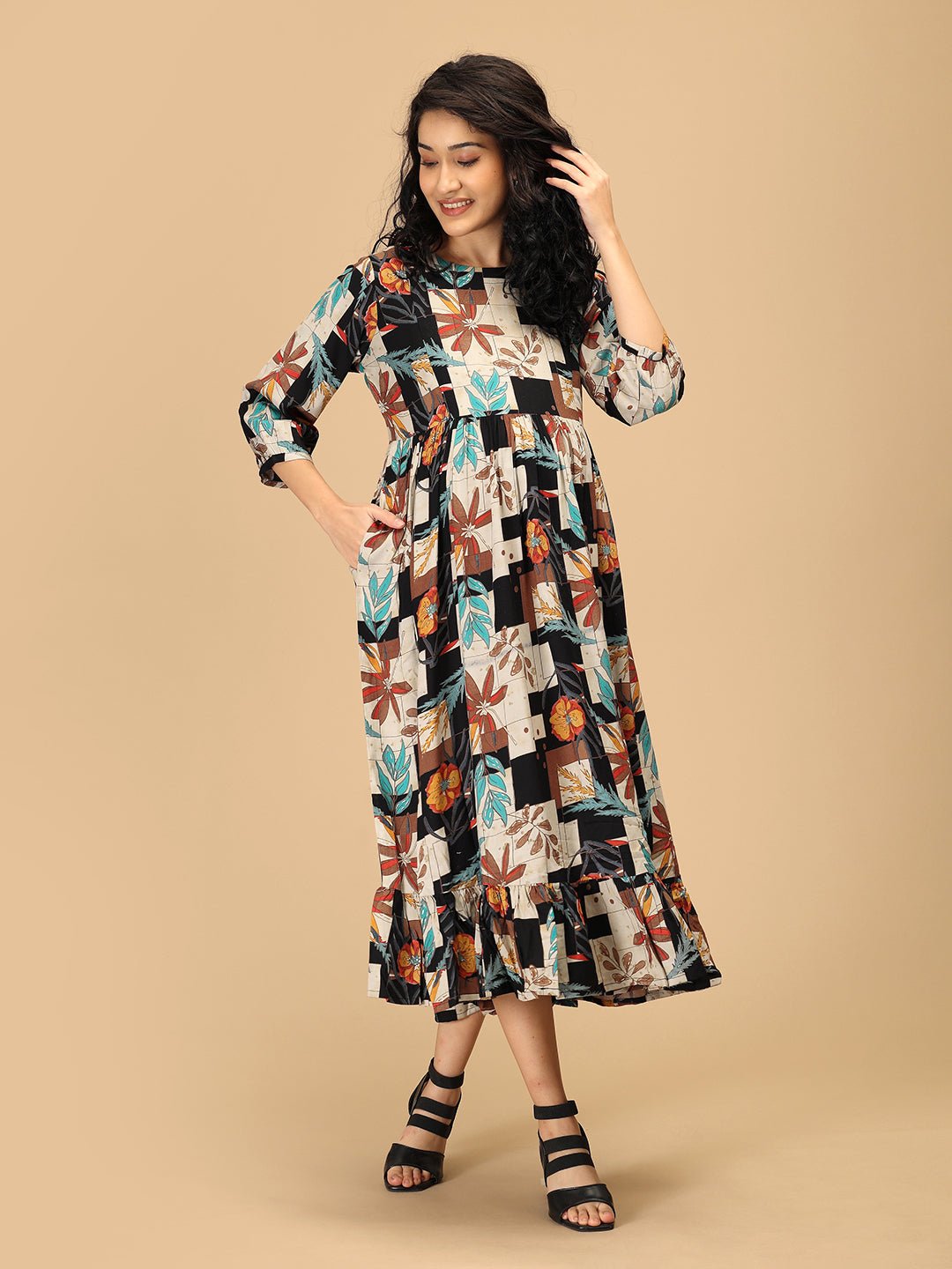  Chic Collage Maternity and Nursing Dress Multi