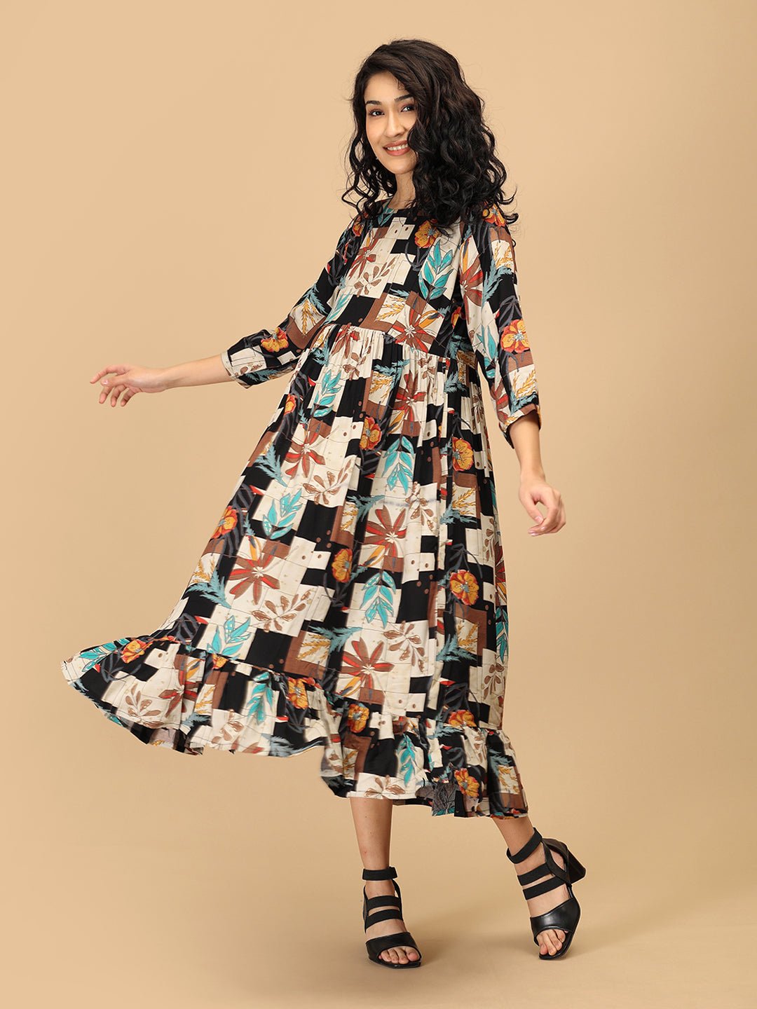  Chic Collage Maternity and Nursing Dress Multi