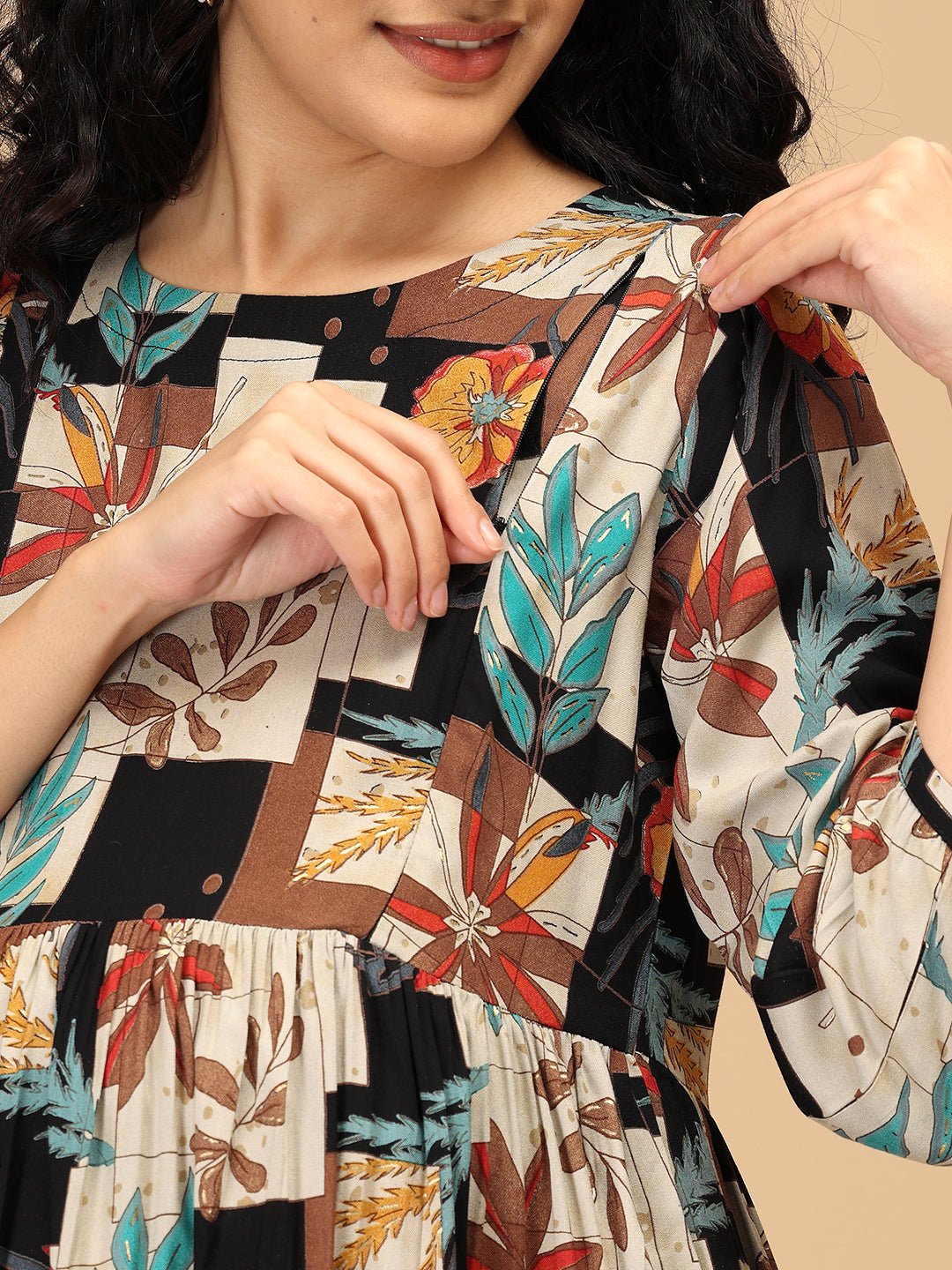  Chic Collage Maternity and Nursing Dress Multi