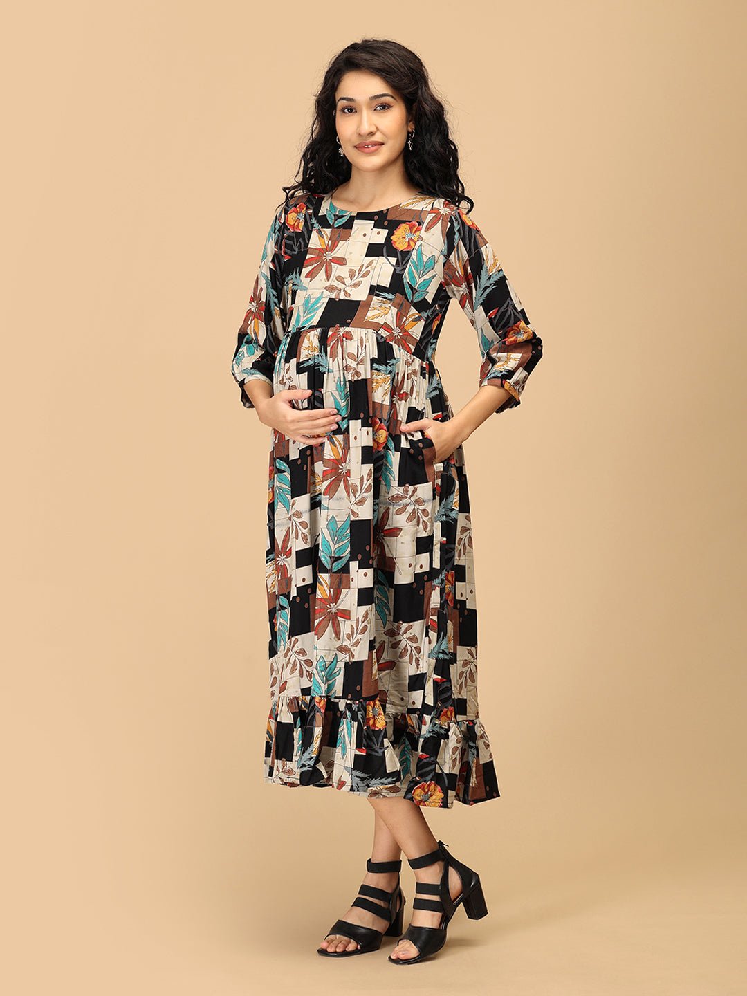  Chic Collage Maternity and Nursing Dress Multi
