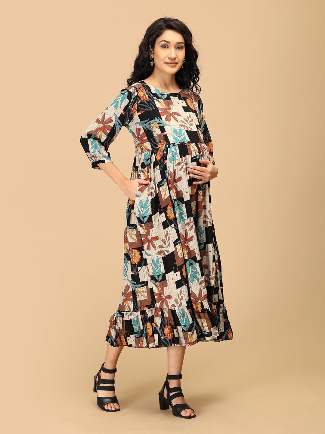  Chic Collage Maternity and Nursing Dress Multi