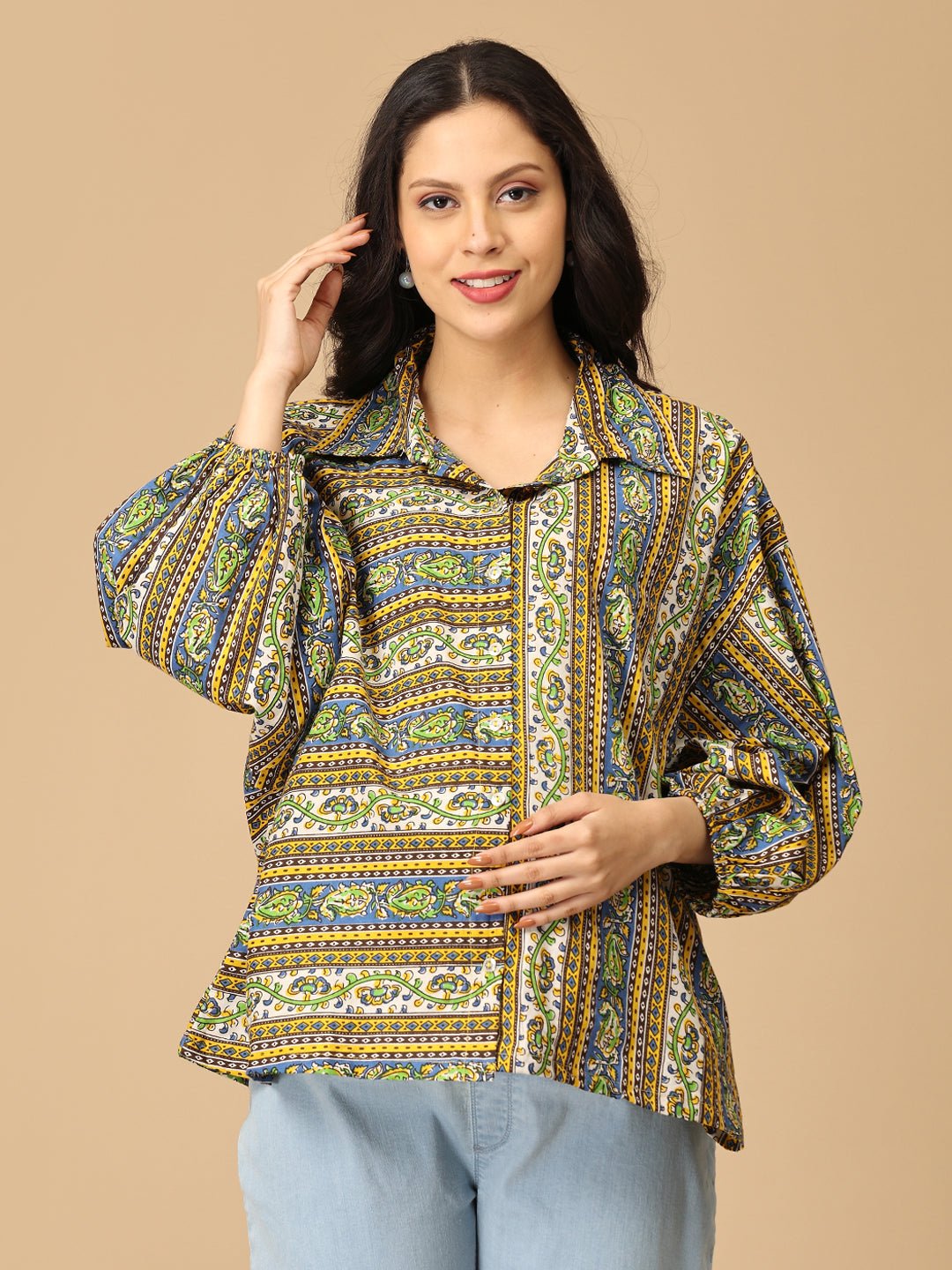  Chitrakriti Maternity and Nursing Oversized Shirt Multi