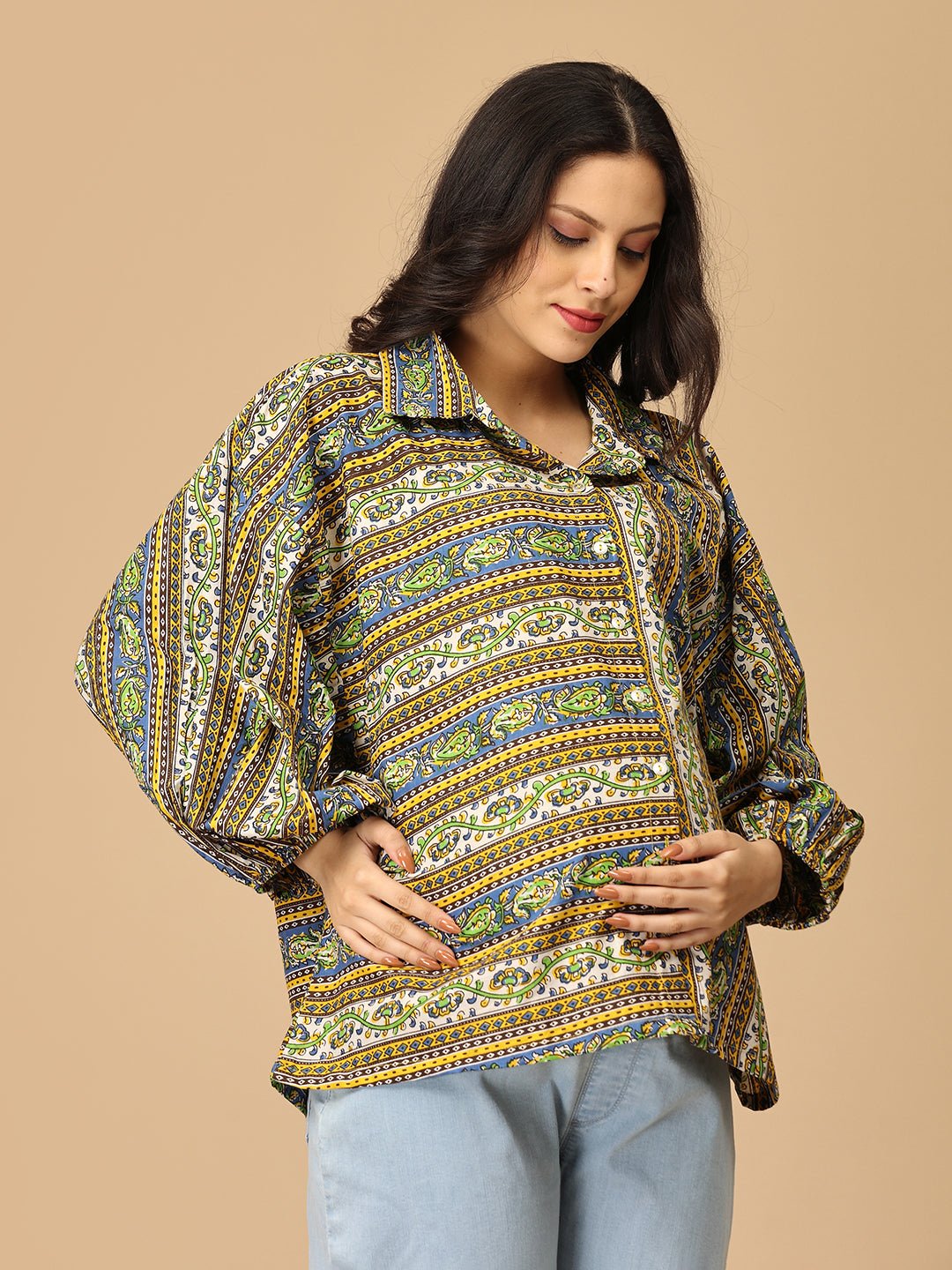  Chitrakriti Maternity and Nursing Oversized Shirt Multi