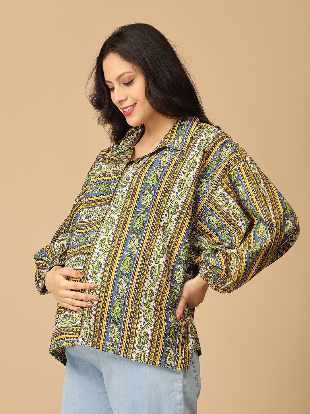  Chitrakriti Maternity and Nursing Oversized Shirt Multi