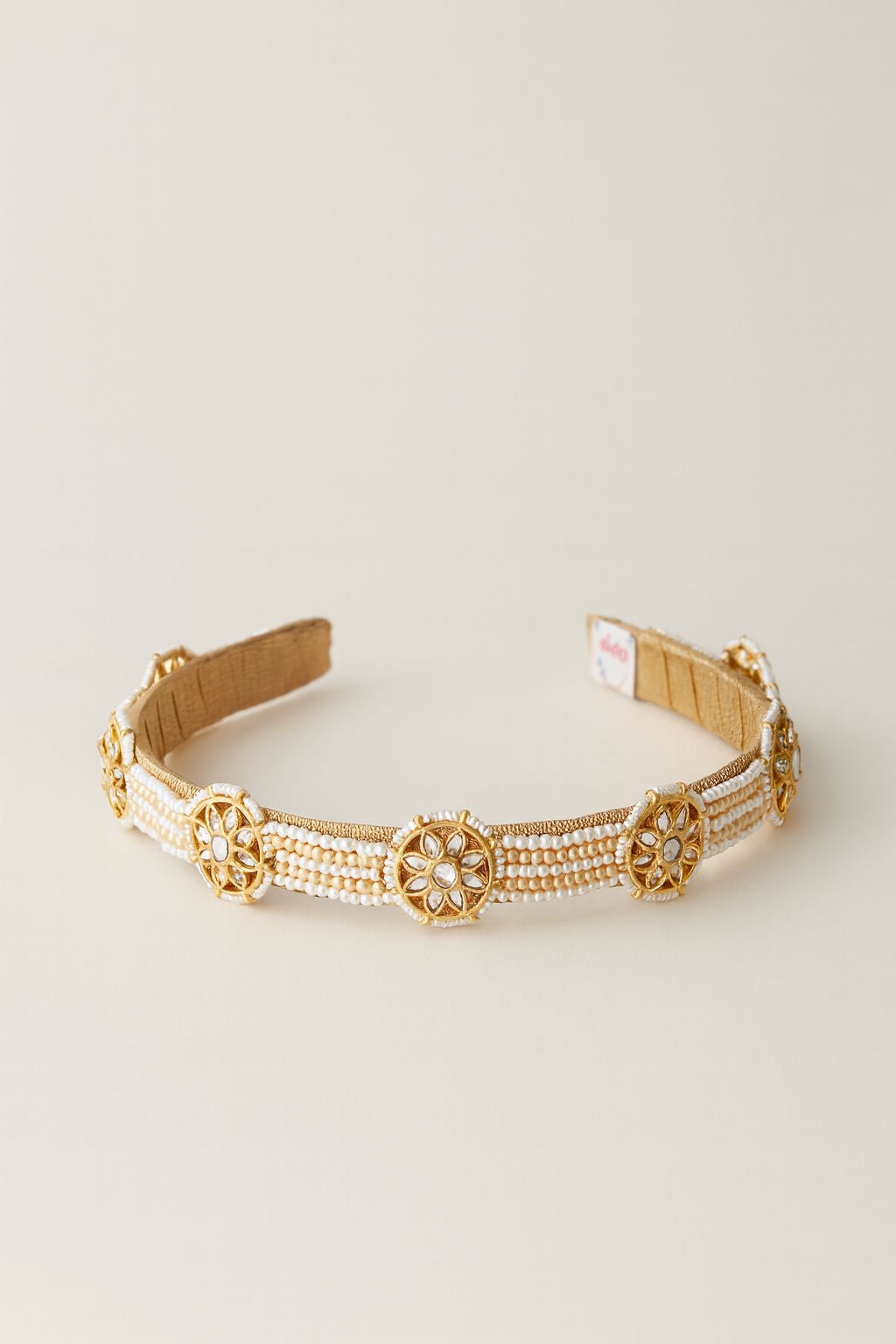 Crystal Pearl Hairband Classic Luxe Glam Girls Hair Accessory With Jadau Embellishments