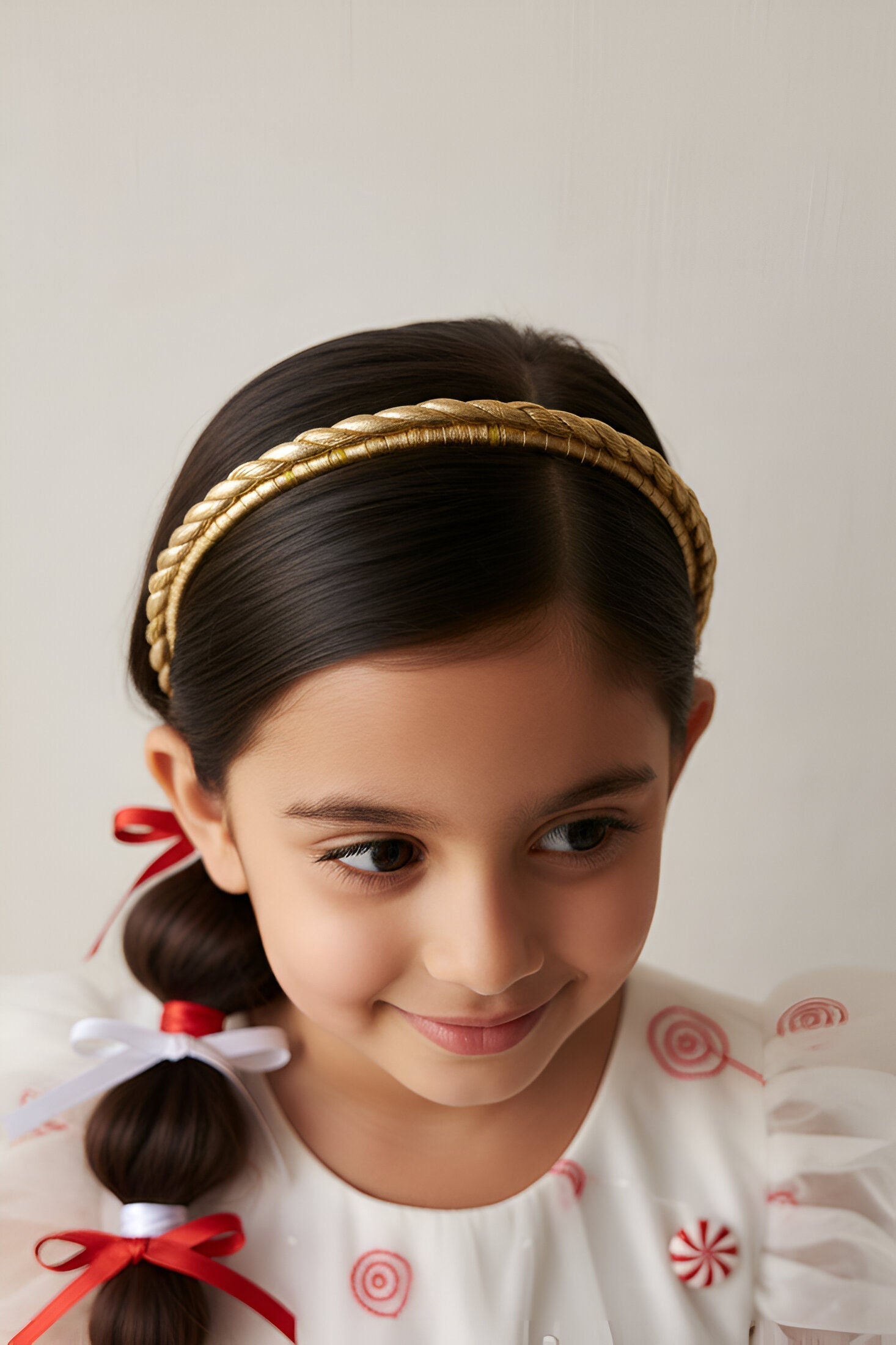 Gold Braided Festive Luxe Sparkle Girls Hairband With Metallic Finish