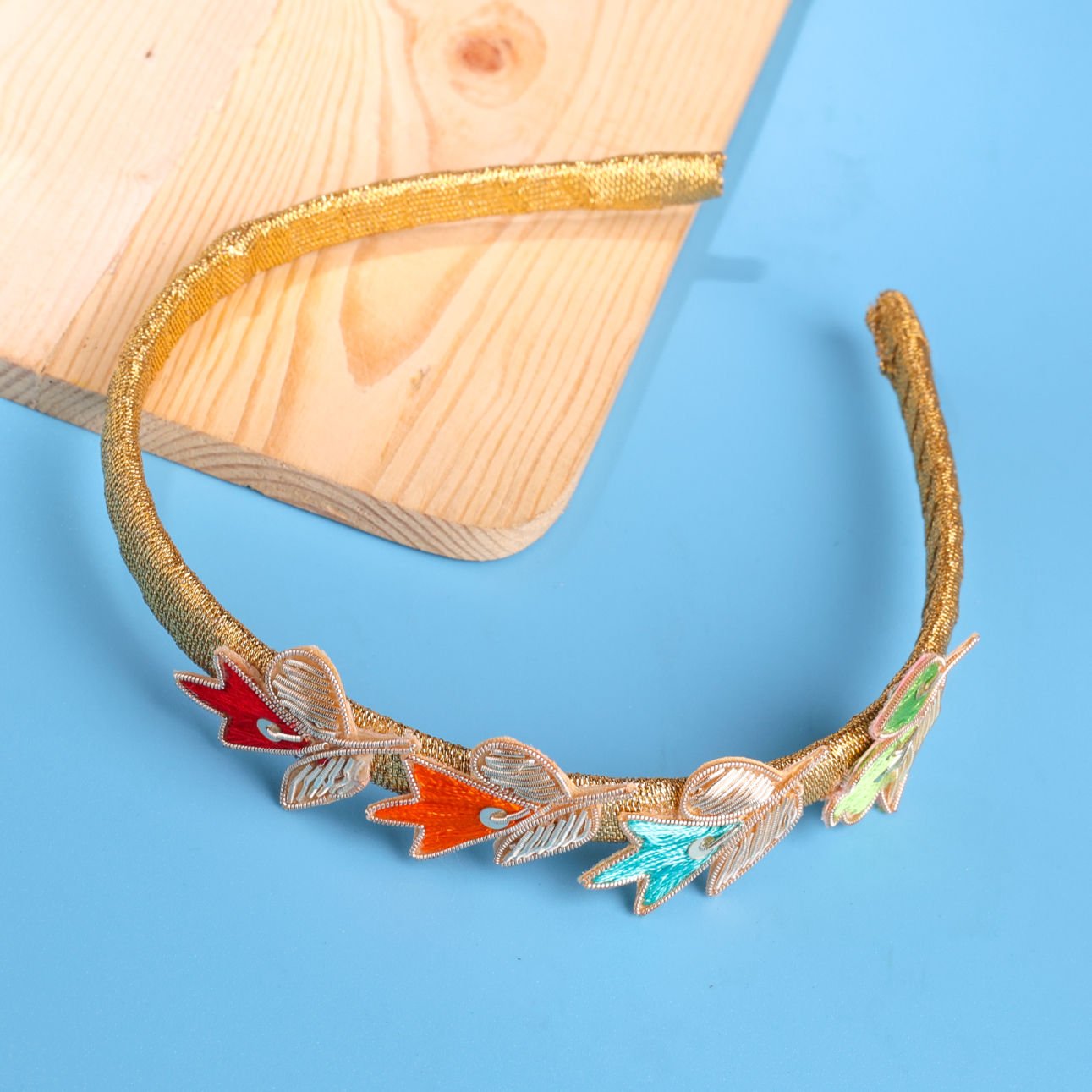 Embroidered Golden Headband Ethnic Festive Glam Girls Hair Accessory