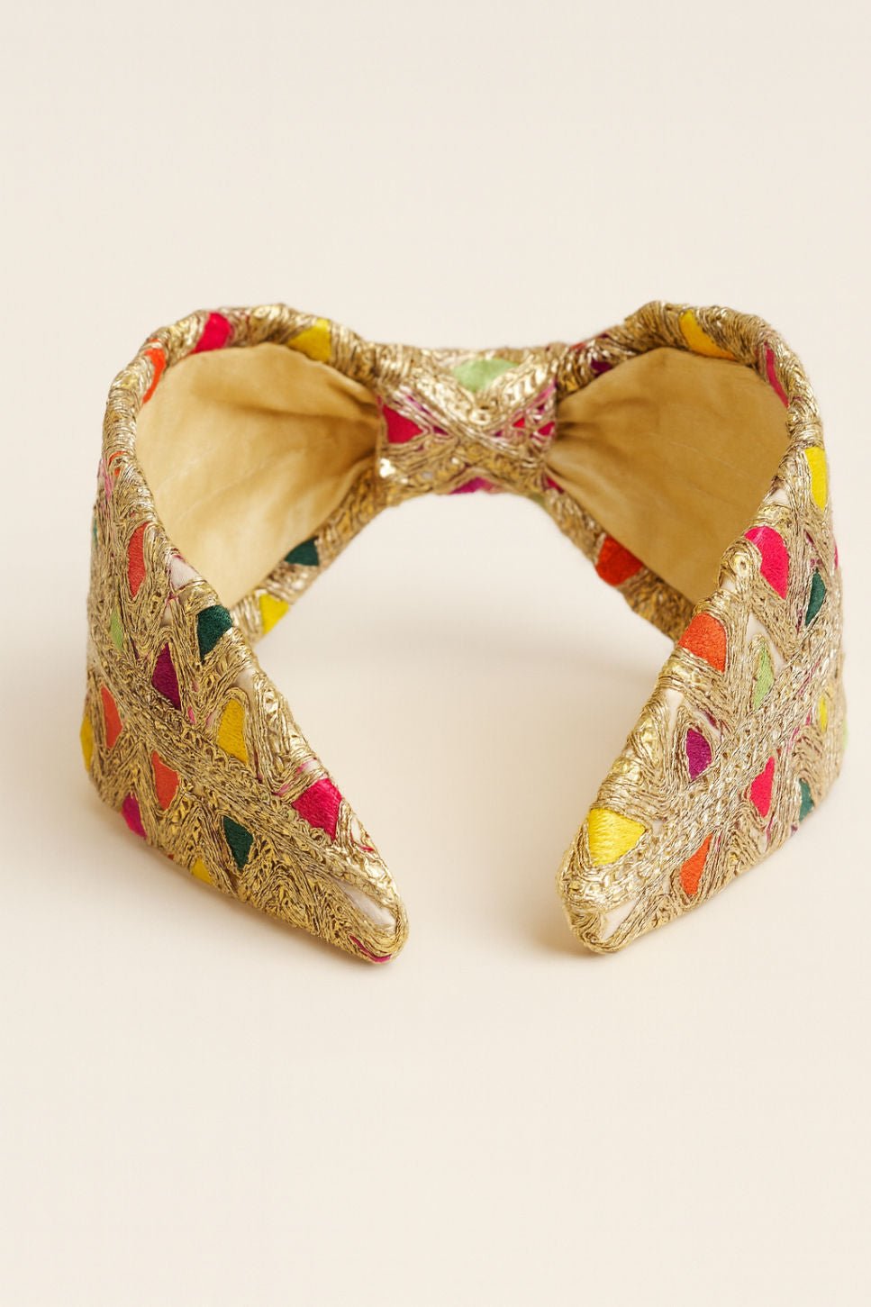 Gold Multicolour Embroidered Mirror Work Kids Hair Band Festive Accessory