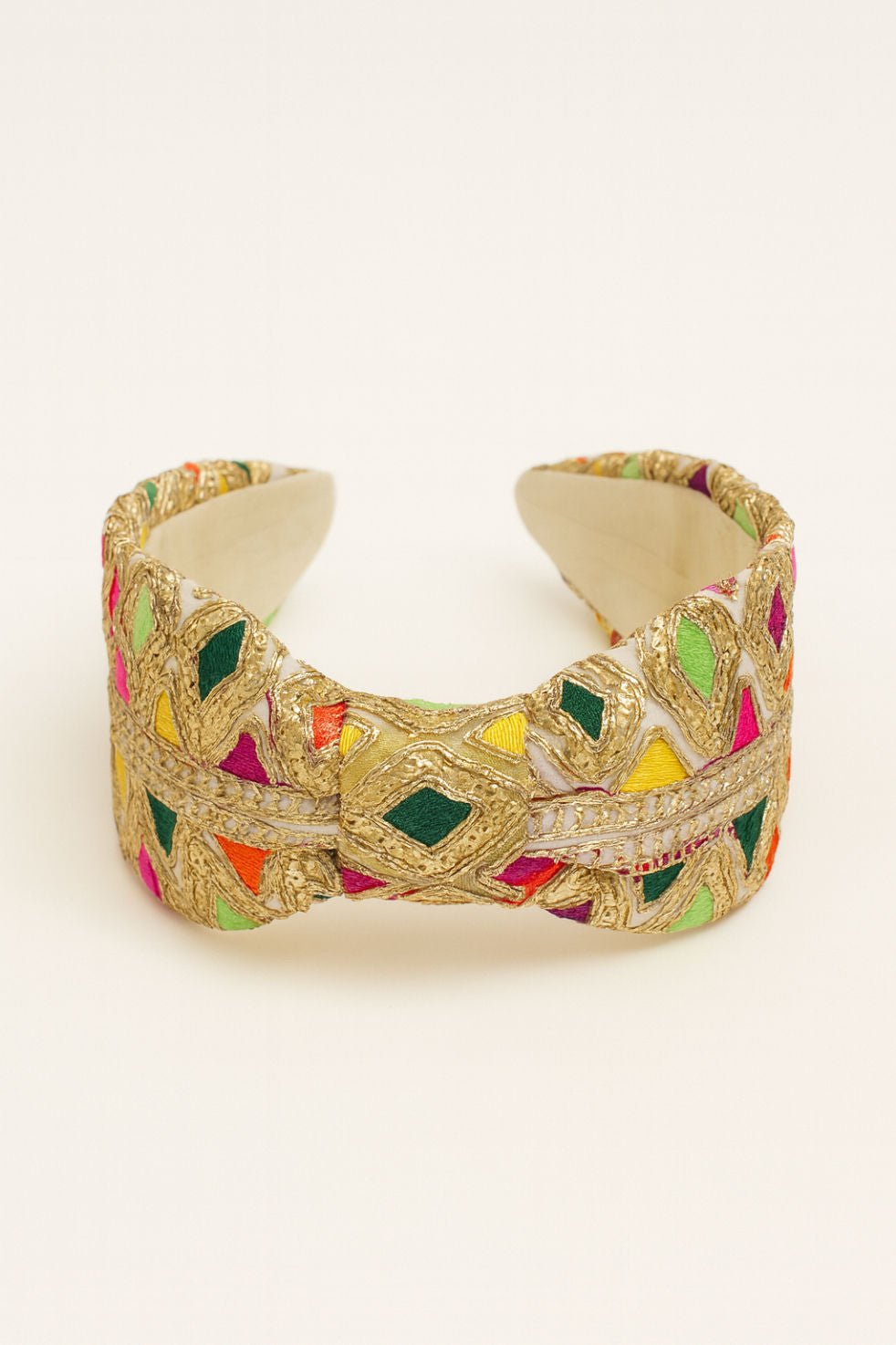 Gold Multicolour Embroidered Mirror Work Kids Hair Band Festive Accessory