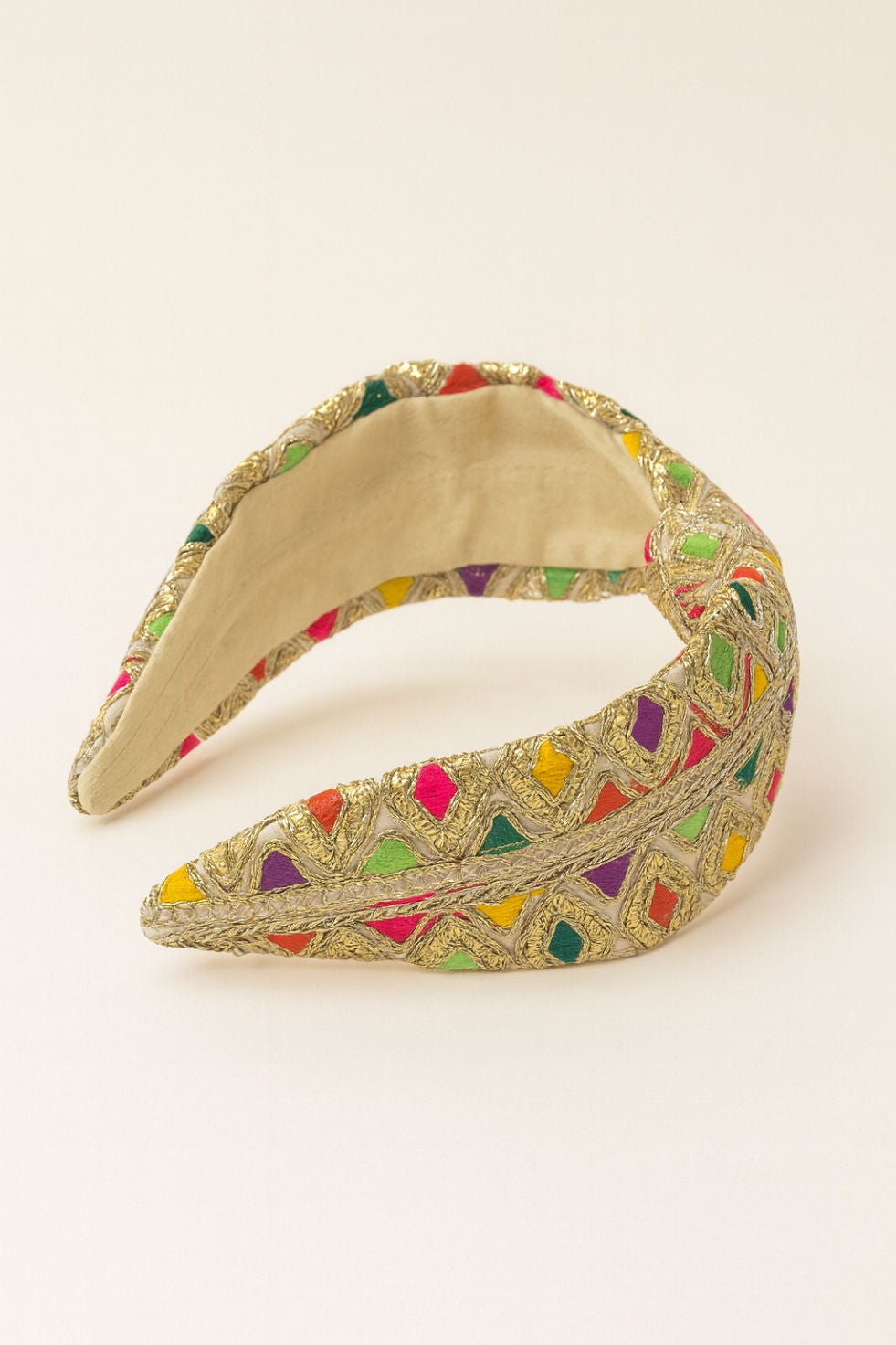 Gold Multicolour Embroidered Mirror Work Kids Hair Band Festive Accessory
