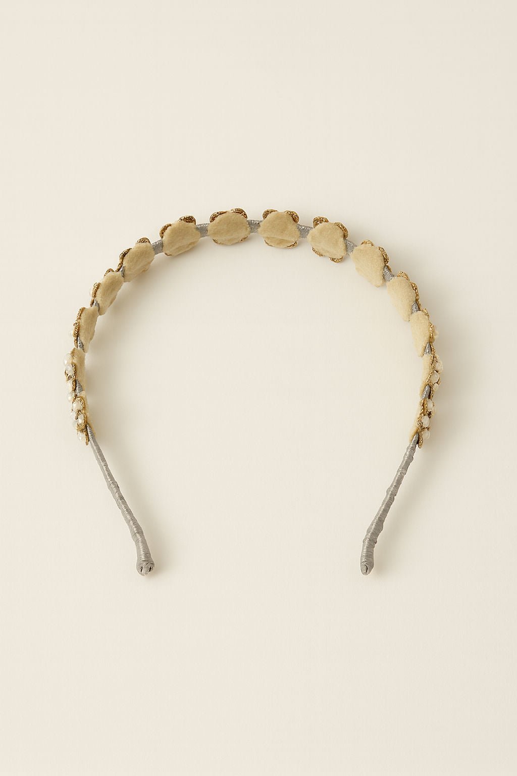 White Pearl Floral Festive Glam Girls Hairband With Silver Lace Accents