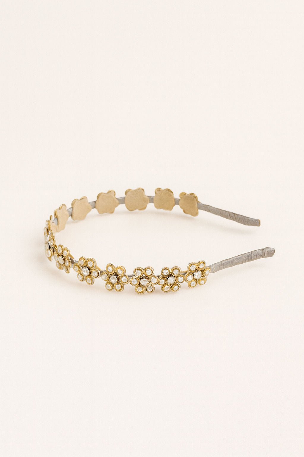 White Pearl Floral Festive Glam Girls Hairband With Silver Lace Accents
