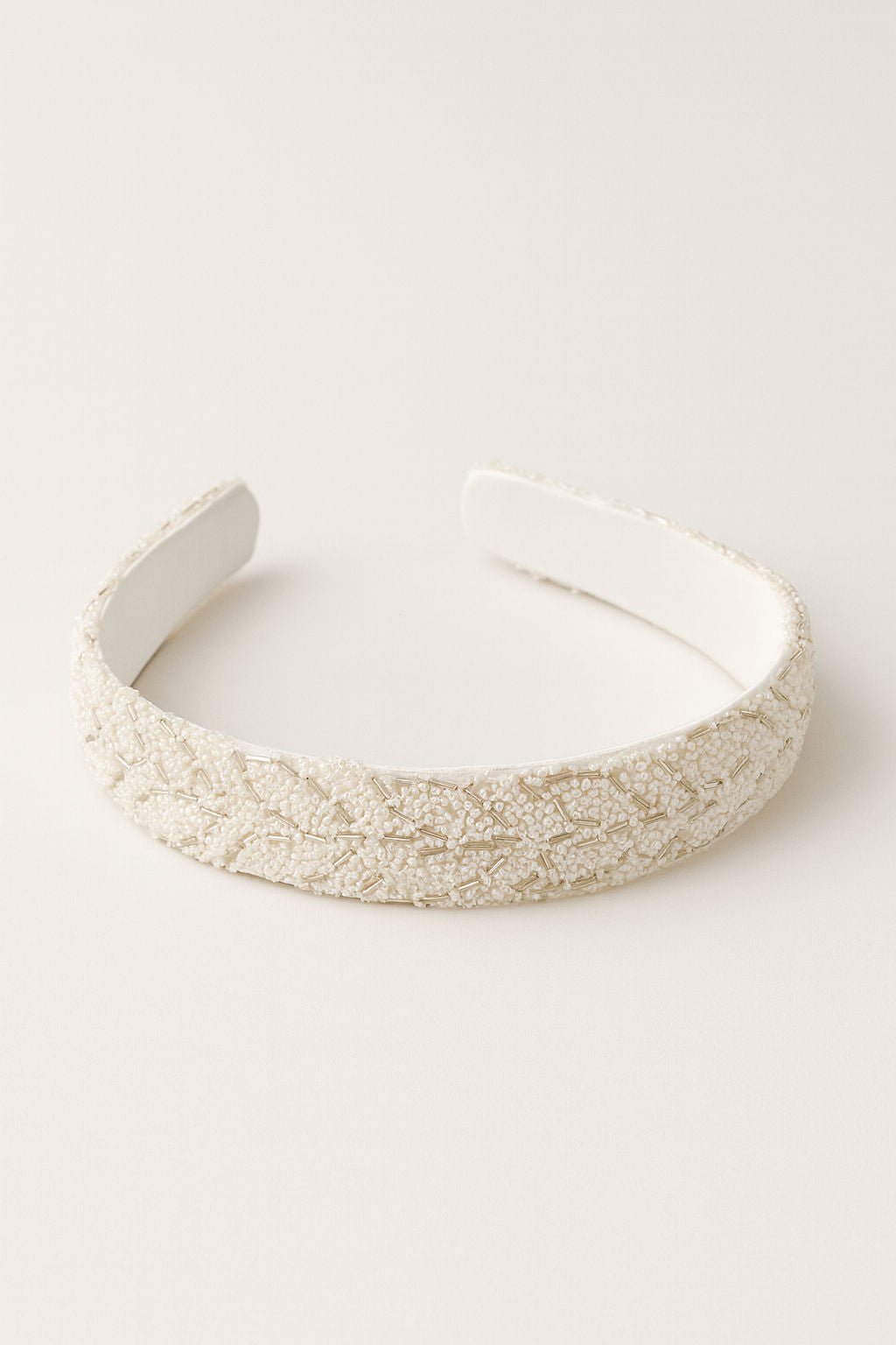 White Beaded Festive Elegant Glam Girls Hairband With Acrylic Finish
