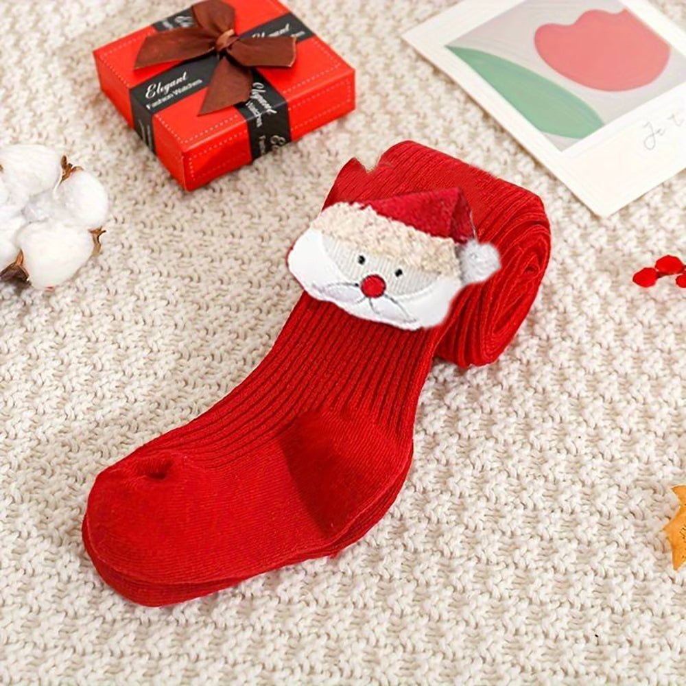 Little Surprise Box Red Christmas Glitter Santa Full Length Stockings For Toddlers